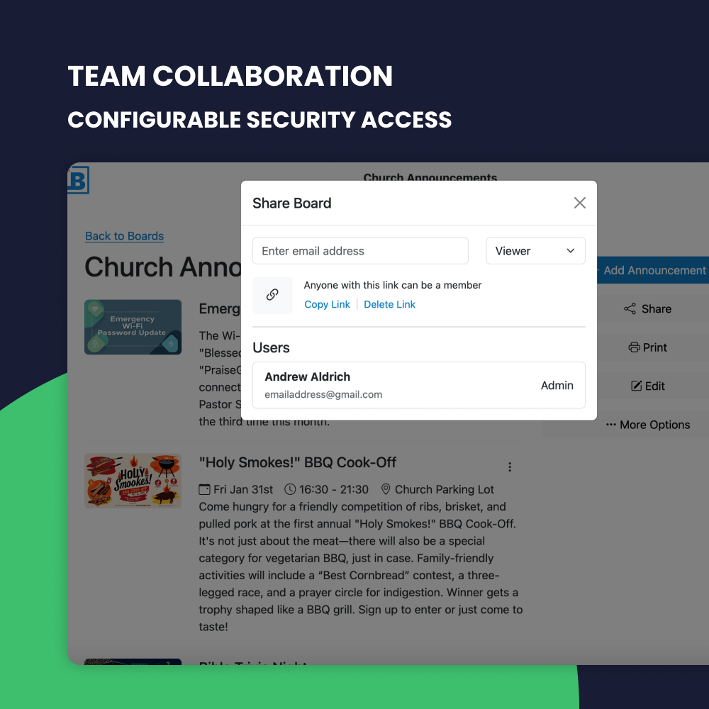 TEAM COLLABORATION CONFIGURABLE SECURITY ACCESS